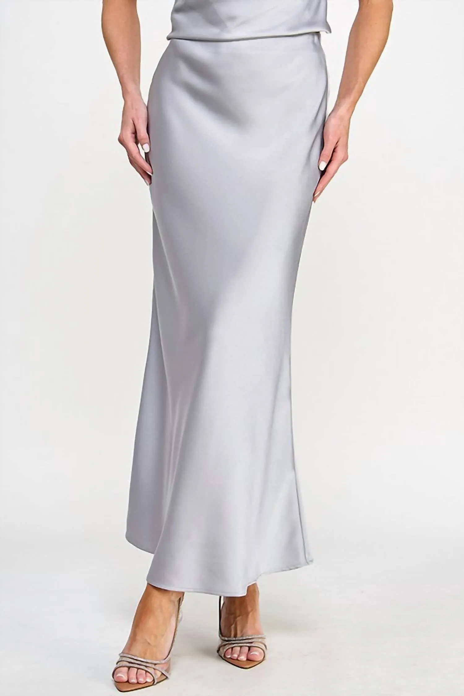 Satin Maxi Skirt In Silver