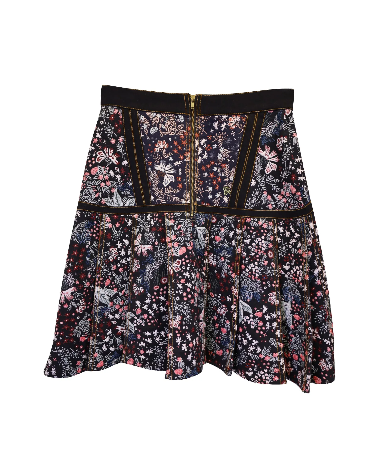 Self-Portrait Floral Pleated Skirt in Multicolor Polyester
