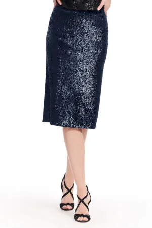 Sequin Midi Skirt In Navy