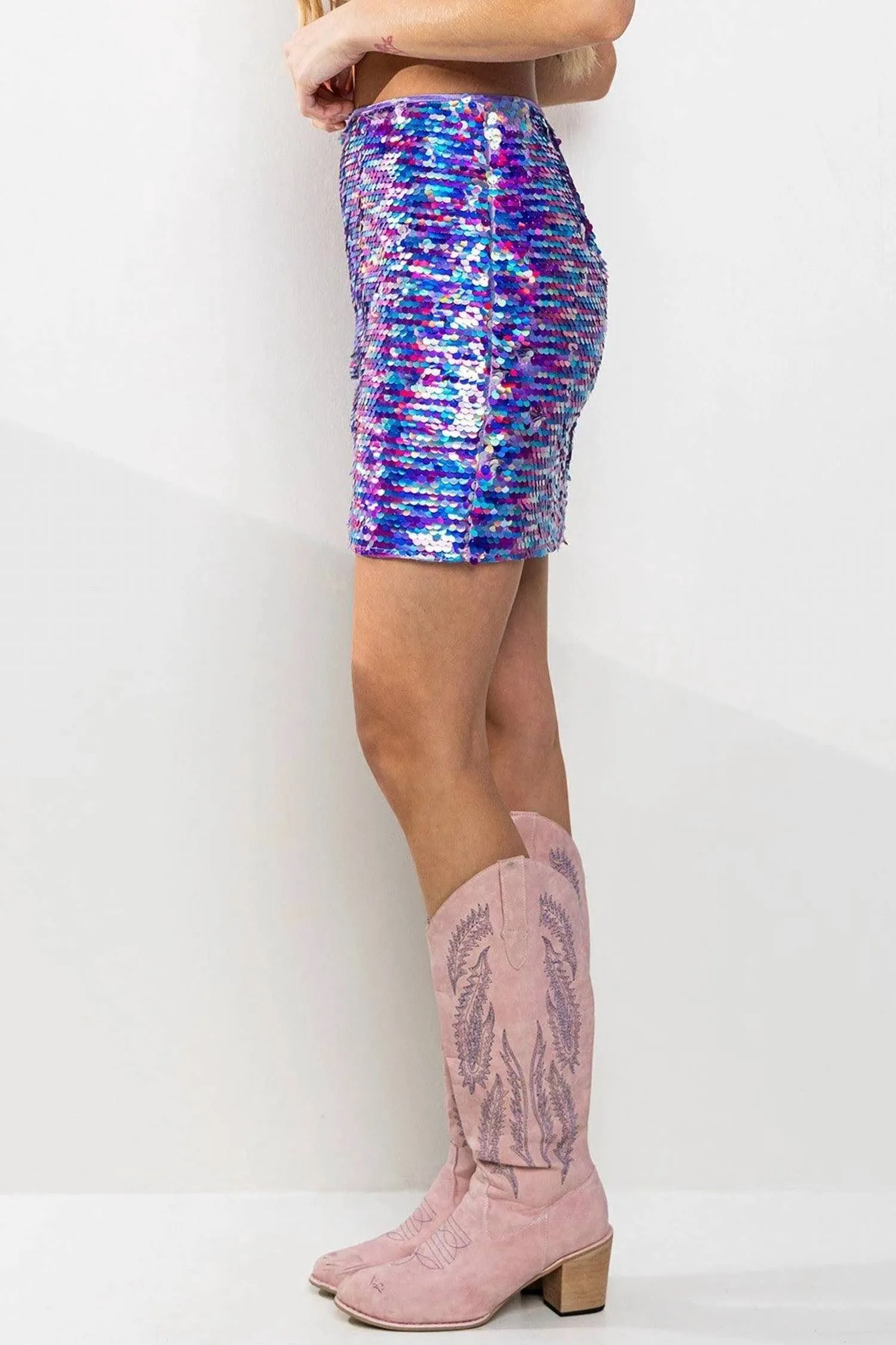 Sequin Mini Skirt In Multi Color
