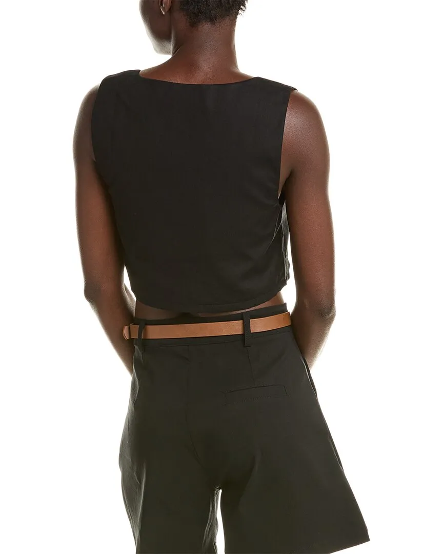 SERENETTE Linen-Blend Crop Top