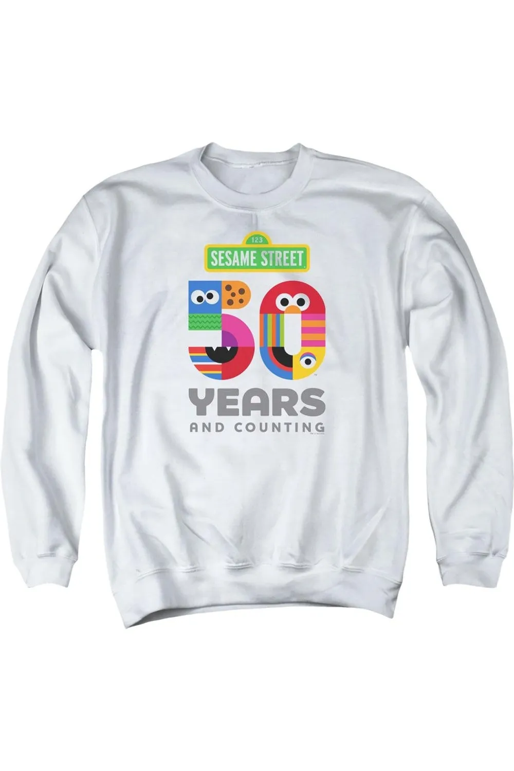 Sesame Street 50 Years Logo Adult Crewneck Sweatshirt