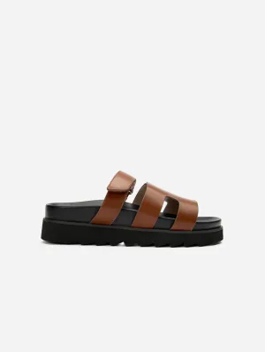 Shea Women's Vegan Leather Slide Sandals | Tan