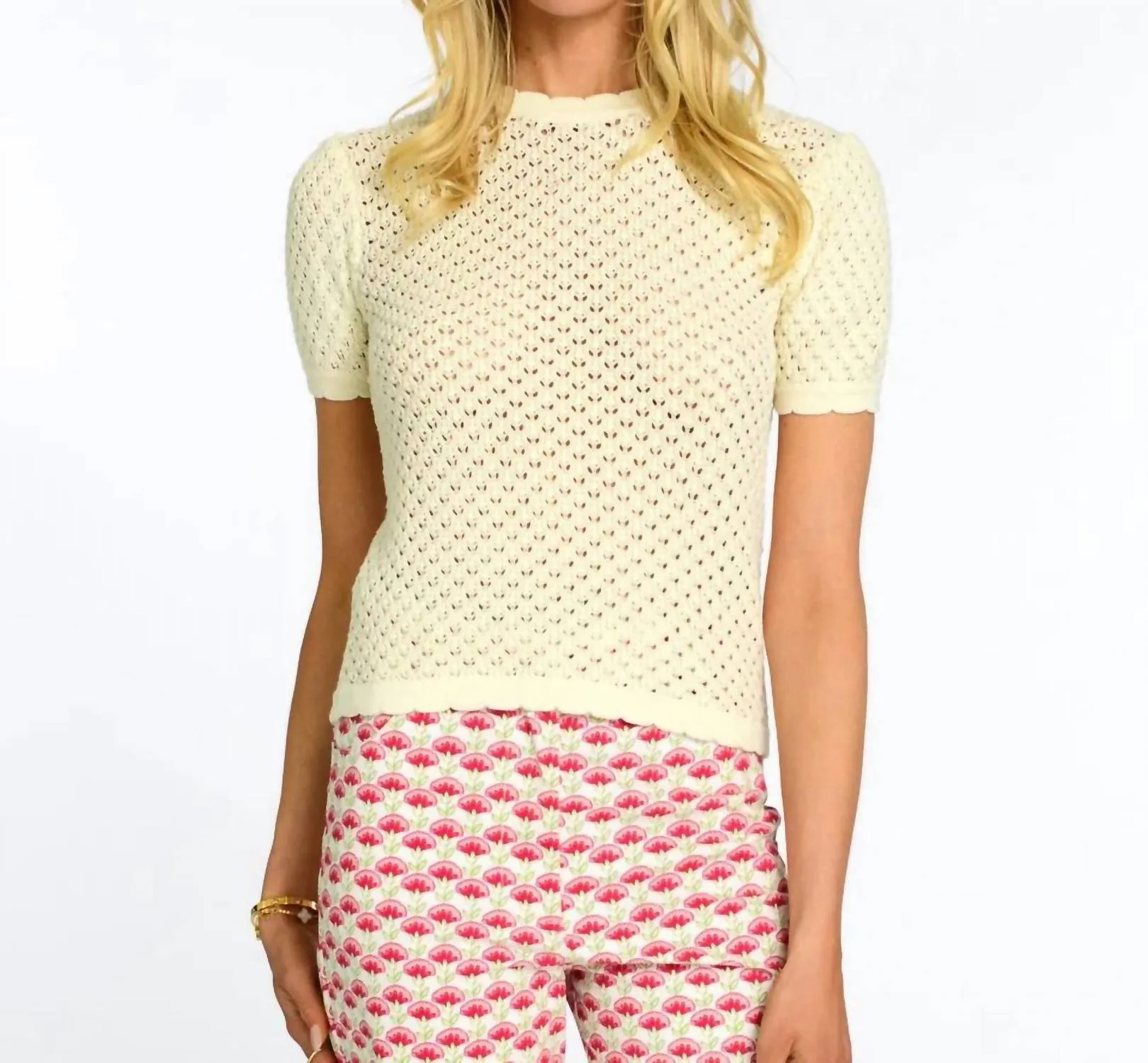 Shelby Short Sleeve Sweater In Coconut Milk