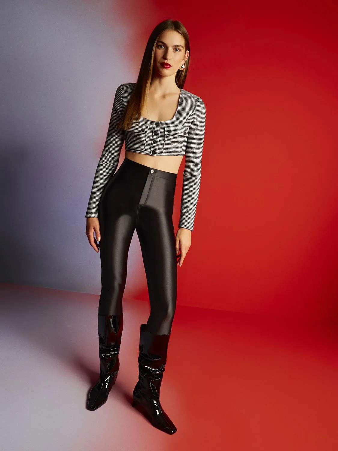 Shoulder Pad Crop Top