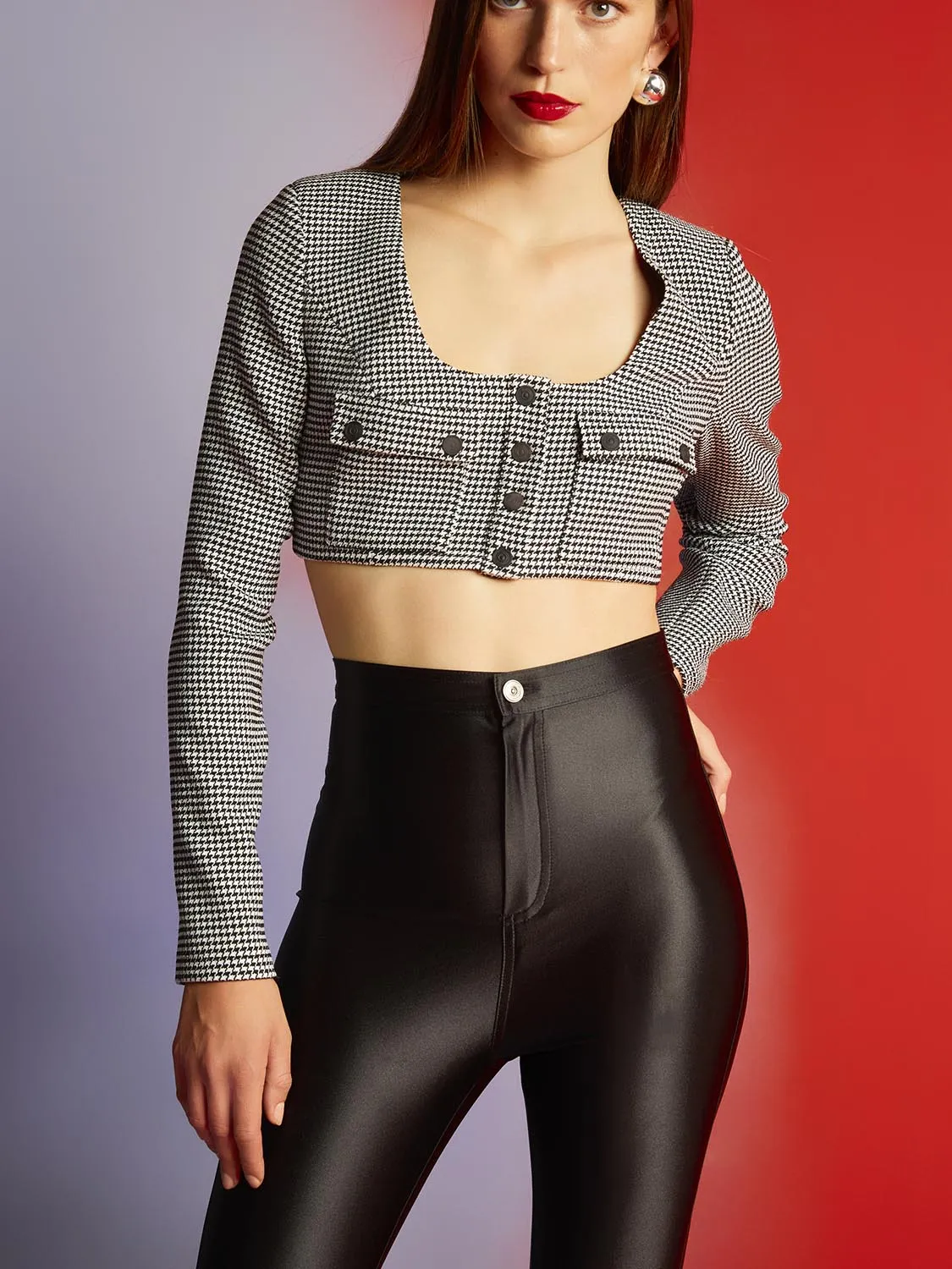 Shoulder Pad Crop Top