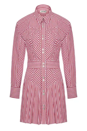 Shoulder Pad Pleated Mini Dress