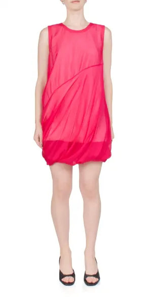Silk Bubble Dress In Fuchsia