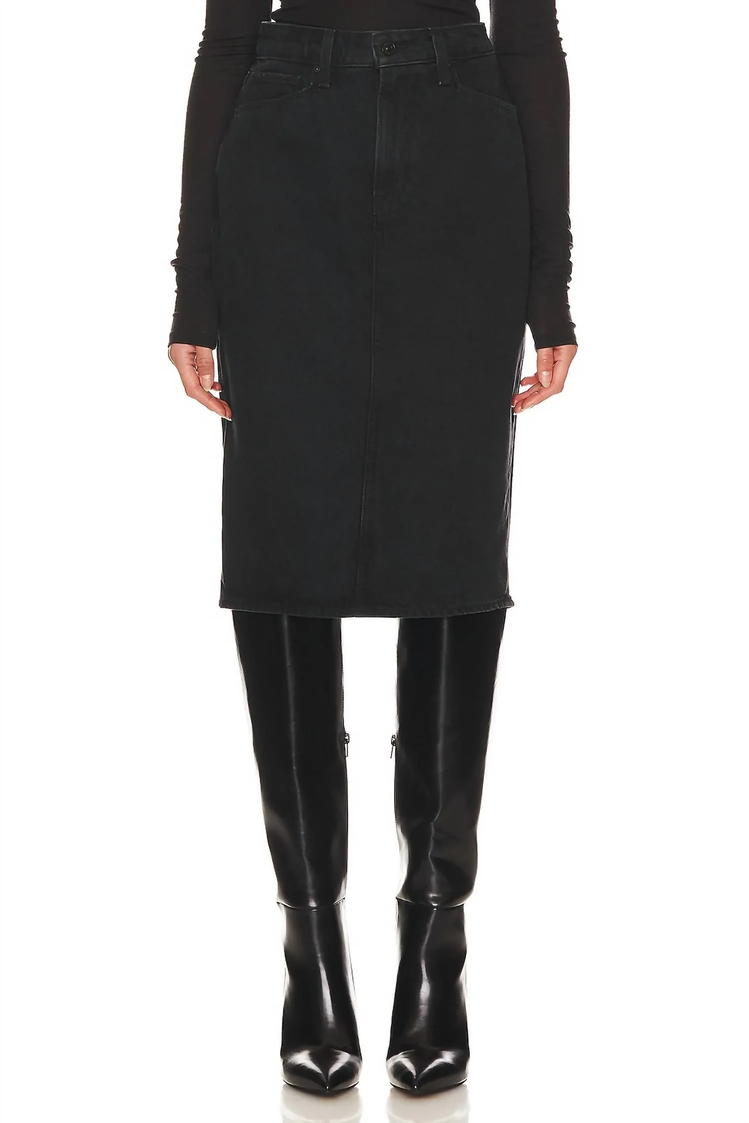 Siren Midi Skirt In Pitch Dark