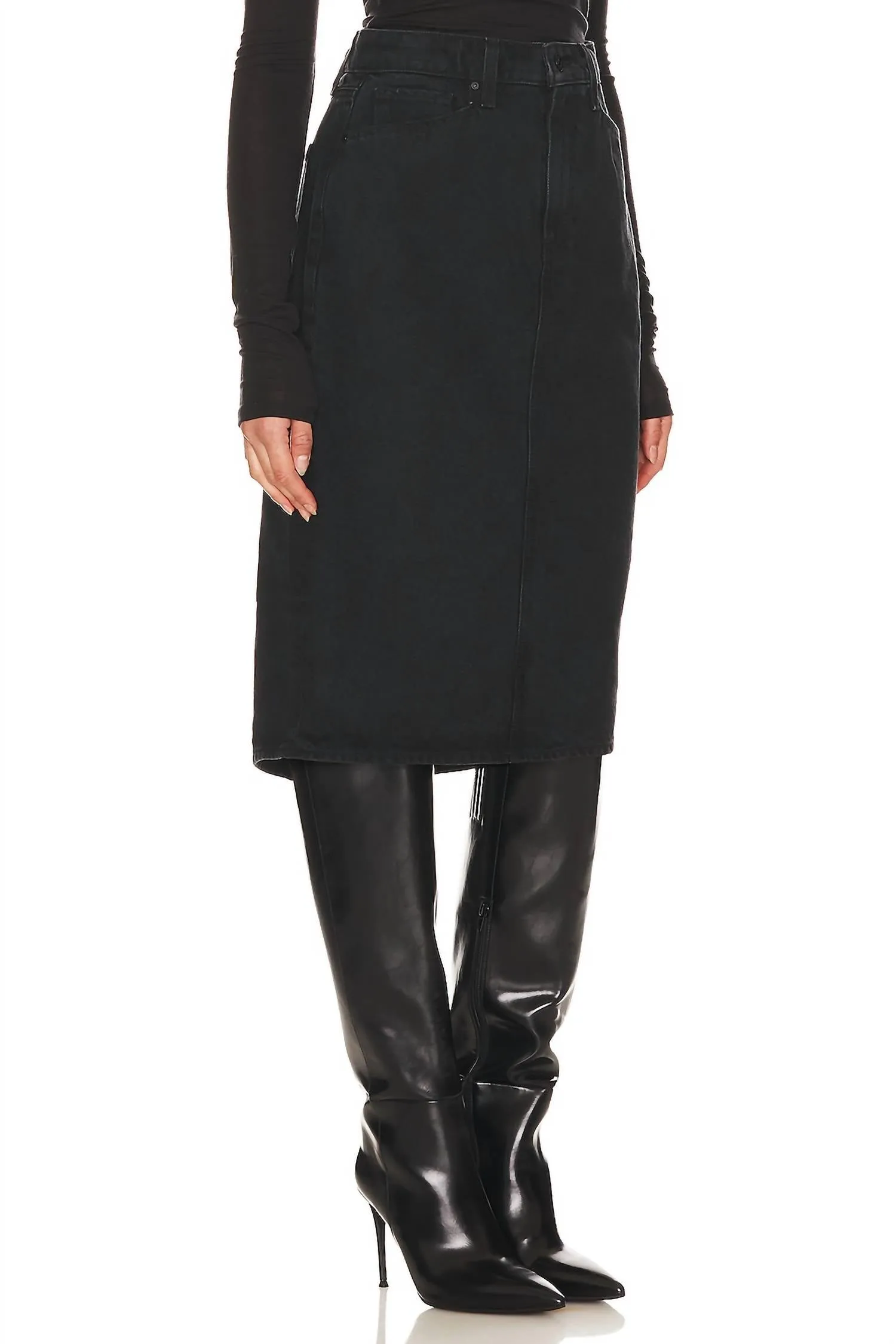 Siren Midi Skirt In Pitch Dark