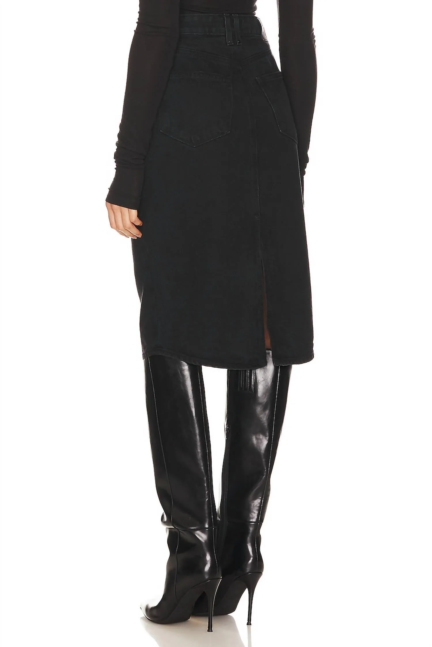 Siren Midi Skirt In Pitch Dark