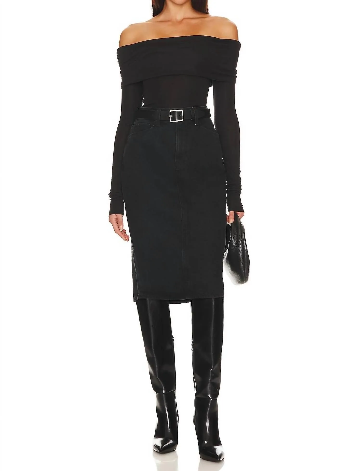 Siren Midi Skirt In Pitch Dark