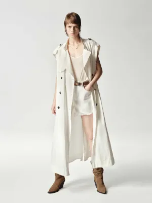 Sleeveless Back Slit Trench Coat