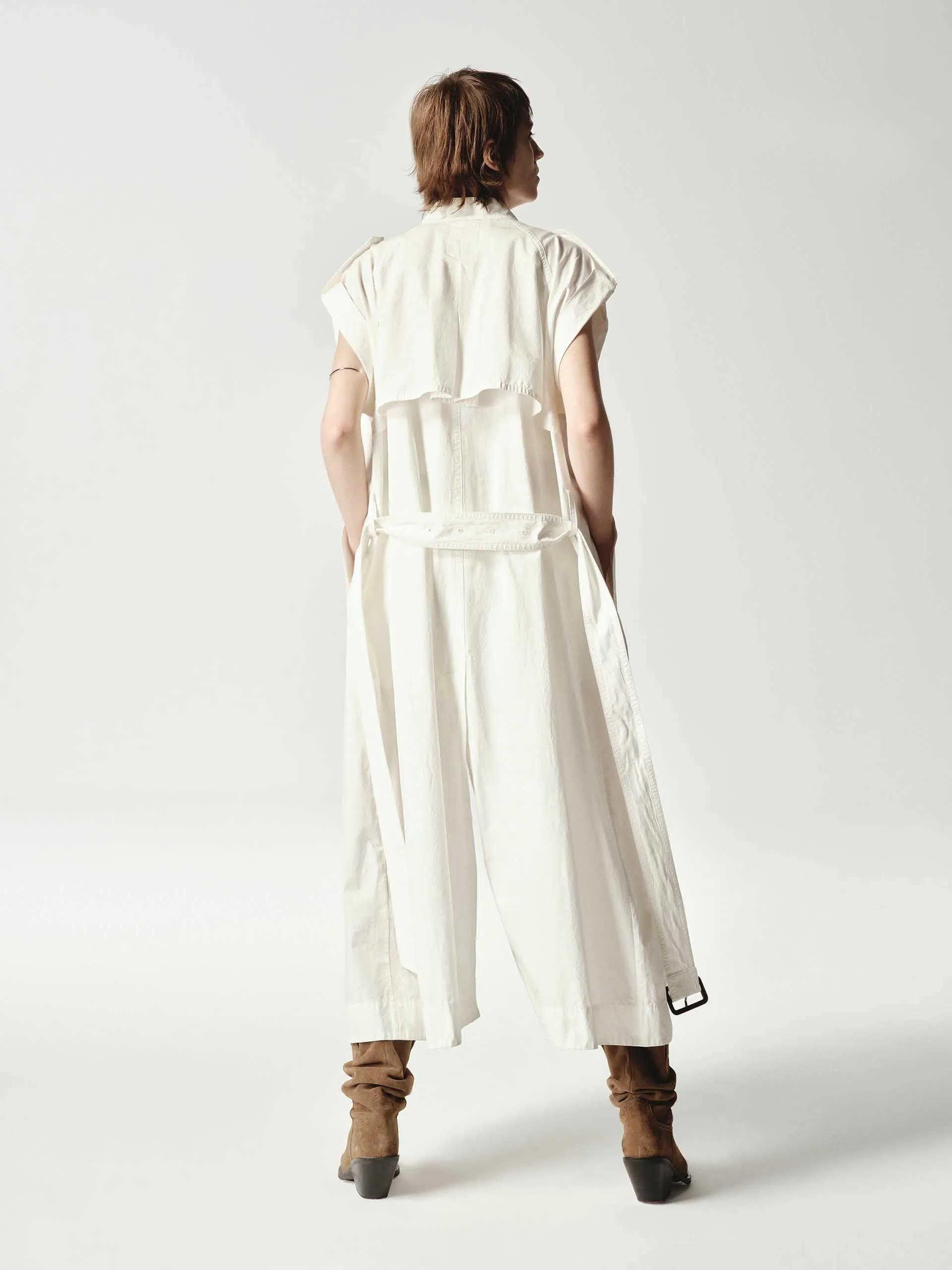 Sleeveless Back Slit Trench Coat