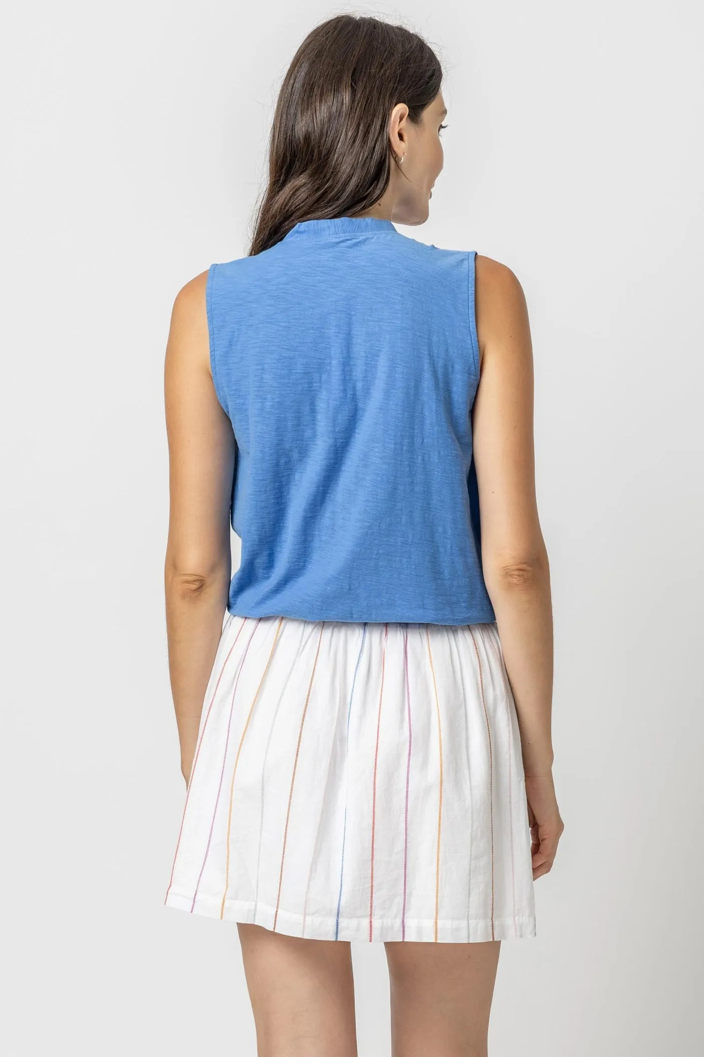 Sleeveless Faux Wrap in Baltic