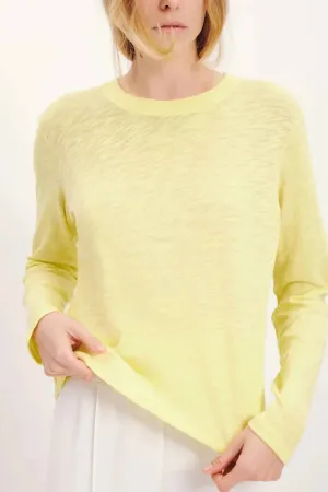 Slub Jersey Long Sleeve Crop Tee In Lemon Chiffon