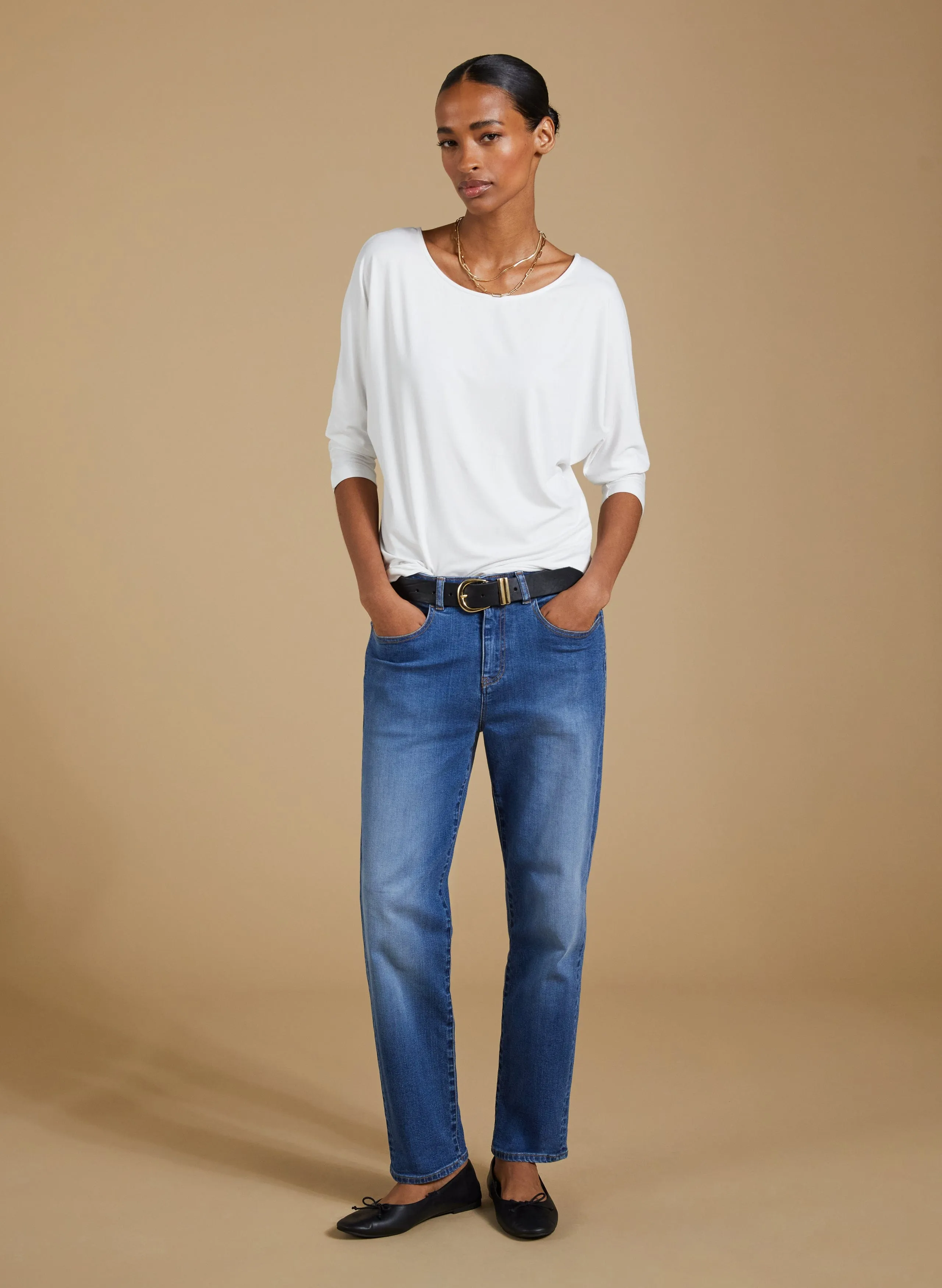 Spenser LENZING™ ECOVERO™ Relaxed Boat Neck Top | Pure White