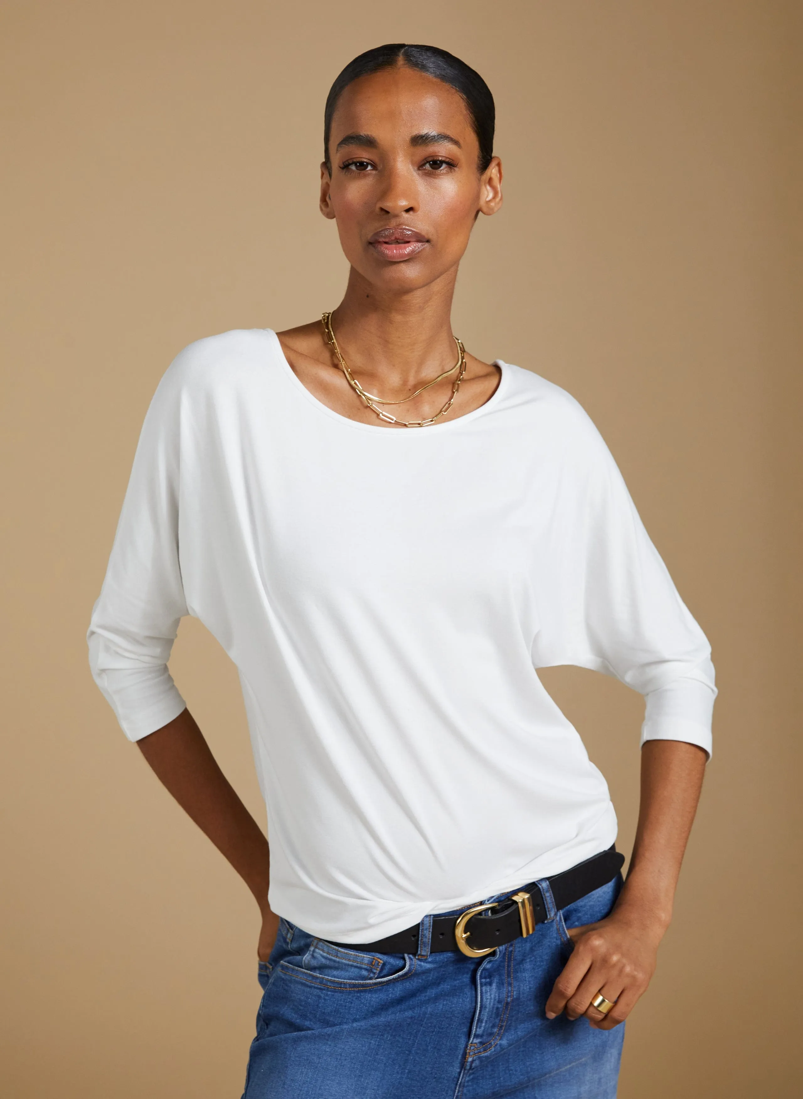 Spenser LENZING™ ECOVERO™ Relaxed Boat Neck Top | Pure White