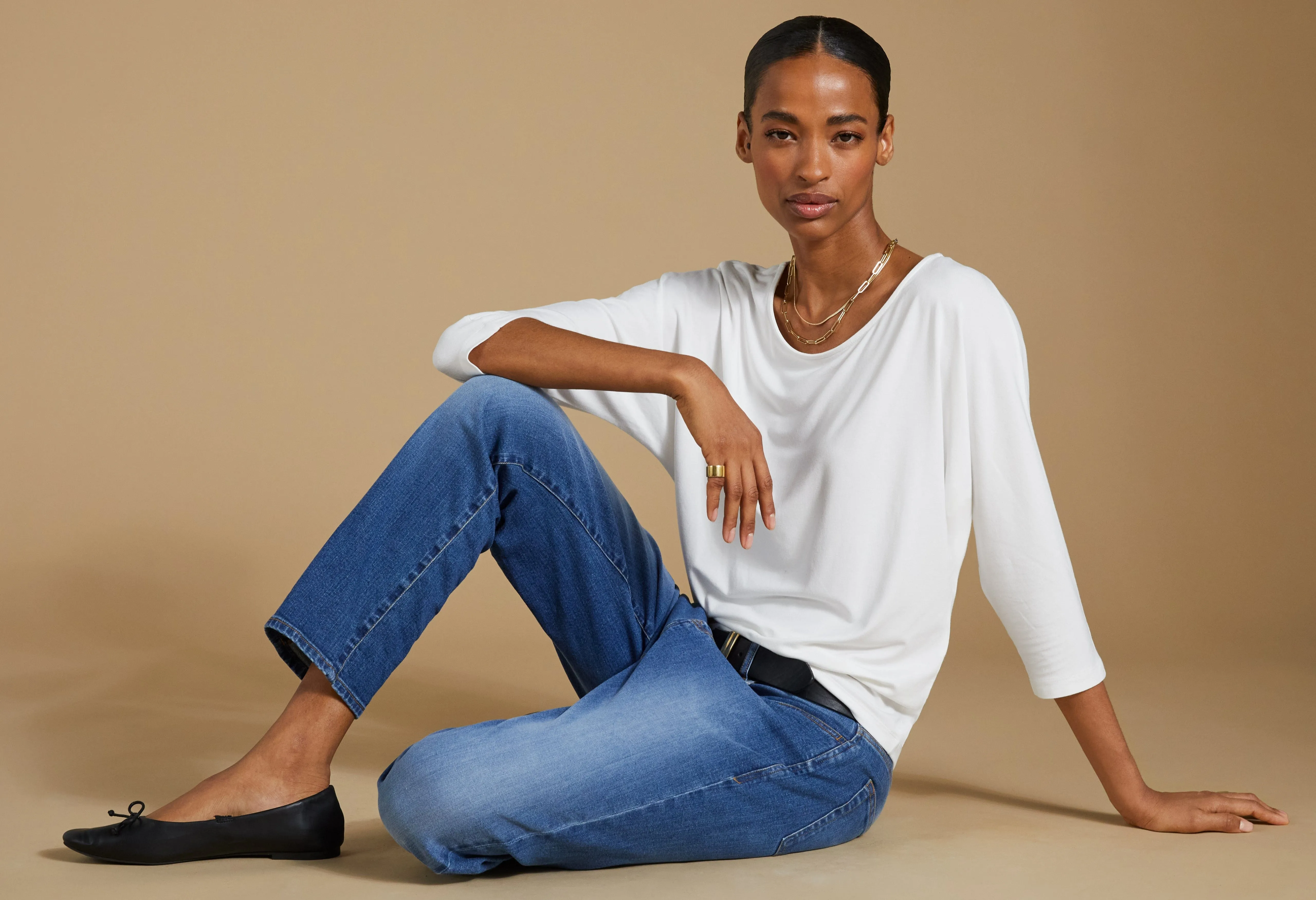 Spenser LENZING™ ECOVERO™ Relaxed Boat Neck Top | Pure White