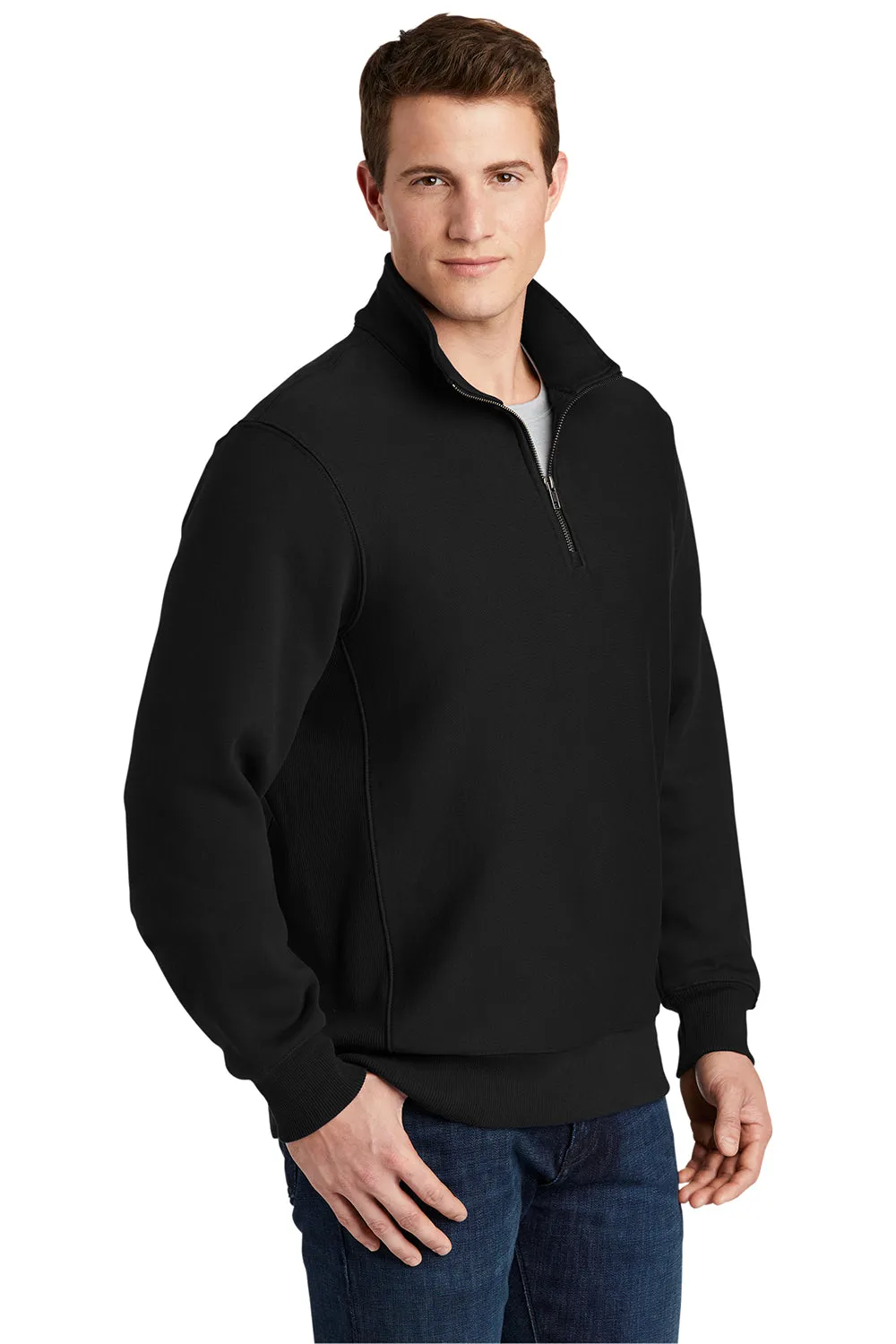 Sport-Tek Mens Fleece 1/4 Zip Sweatshirt - Black