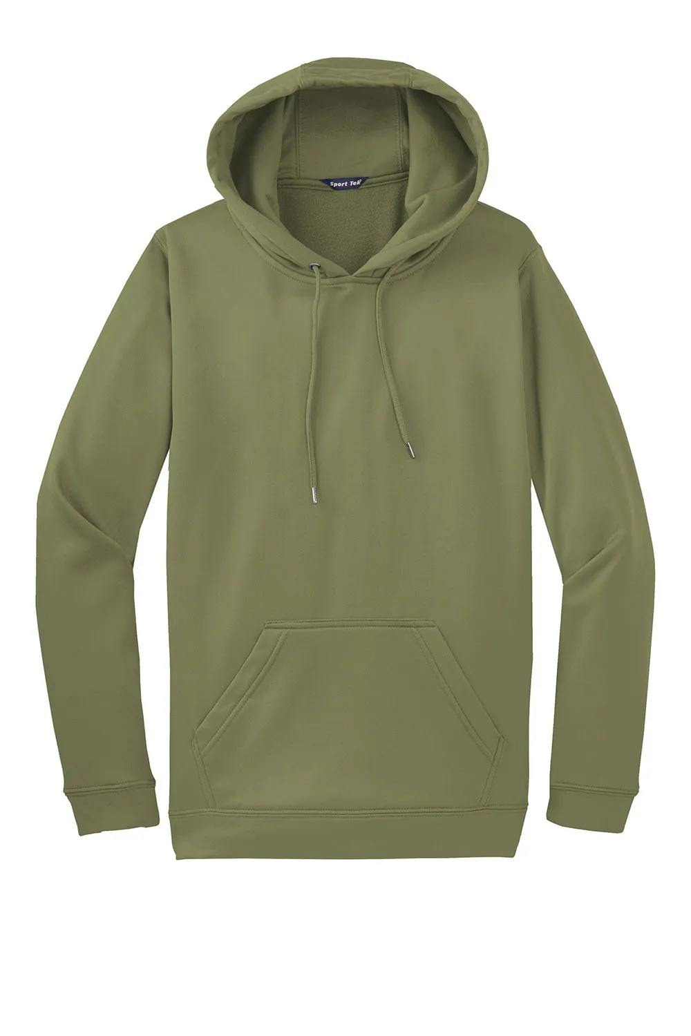 Sport-Tek Mens Sport-Wick Moisture Wicking Fleece Hooded Sweatshirt Hoodie w/ Pouch Pocket - Olive Drab Green