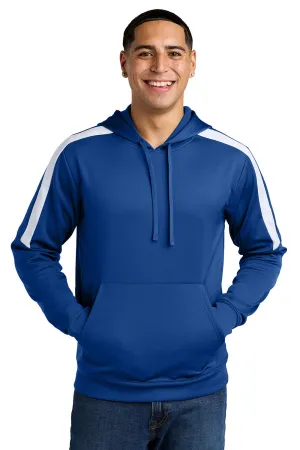 Sport-Tek Mens Sport-Wick Moisture Wicking United Fleece Hooded Sweatshirt Hoodie w/ Pouch Pocket - True Royal Blue/White