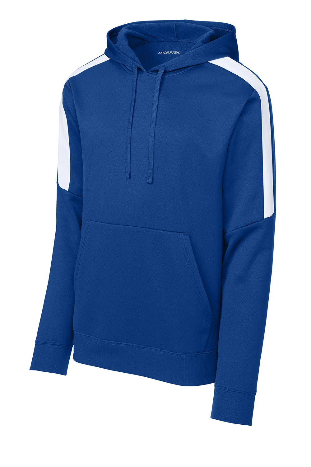 Sport-Tek Mens Sport-Wick Moisture Wicking United Fleece Hooded Sweatshirt Hoodie w/ Pouch Pocket - True Royal Blue/White
