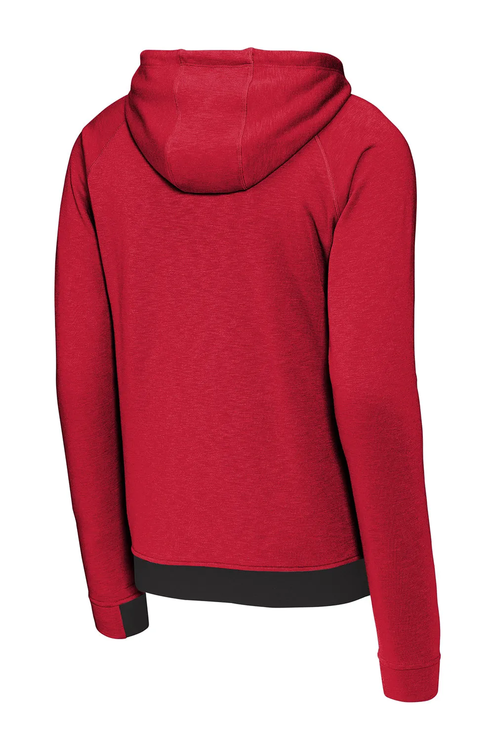 Sport-Tek Mens Strive PosiCharge Hooded Sweatshirt Hoodie w/ Pouch Pocket - Deep Red