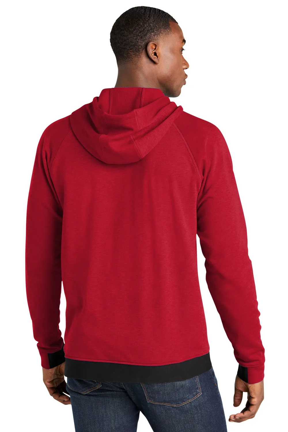 Sport-Tek Mens Strive PosiCharge Hooded Sweatshirt Hoodie w/ Pouch Pocket - Deep Red