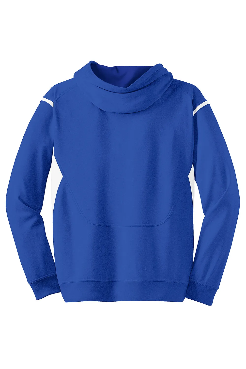 Sport-Tek Mens Tech Moisture Wicking Fleece Hooded Sweatshirt Hoodie w/ Pouch Pocket - True Royal Blue/White