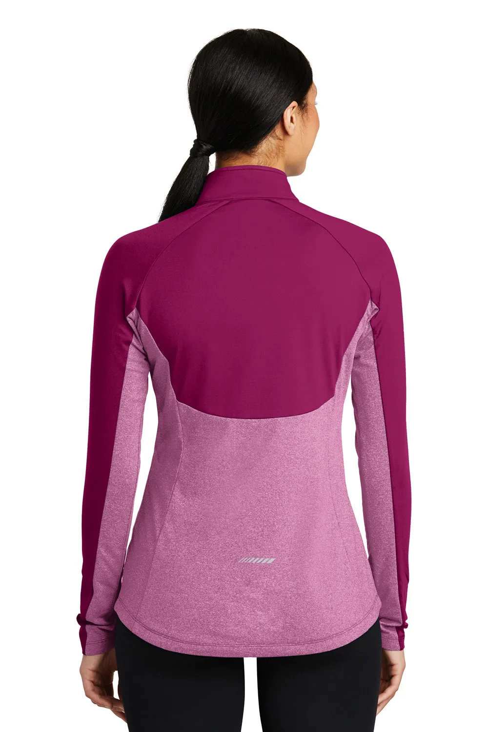 Sport-Tek Womens Sport-Wick Moisture Wicking 1/4 Zip Sweatshirt - Pink Rush/Heather Pink Rush - Closeout