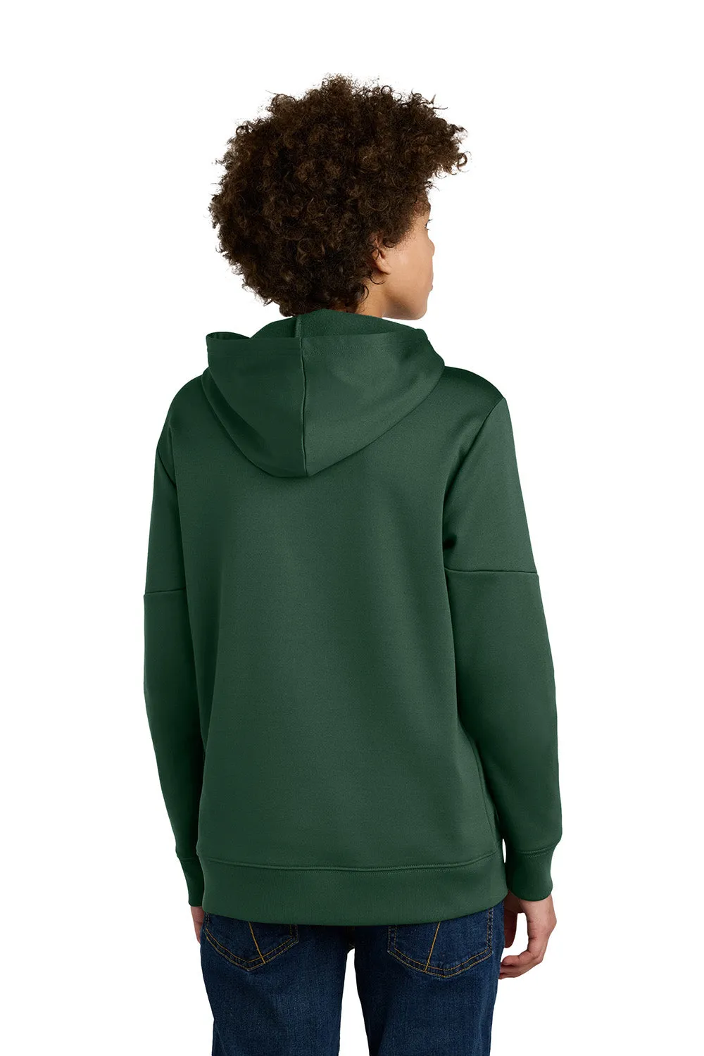 Sport-Tek Youth Sport-Wick Moisture Wicking United Fleece Hooded Sweatshirt Hoodie w/ Pouch Pocket - Forest Green/White