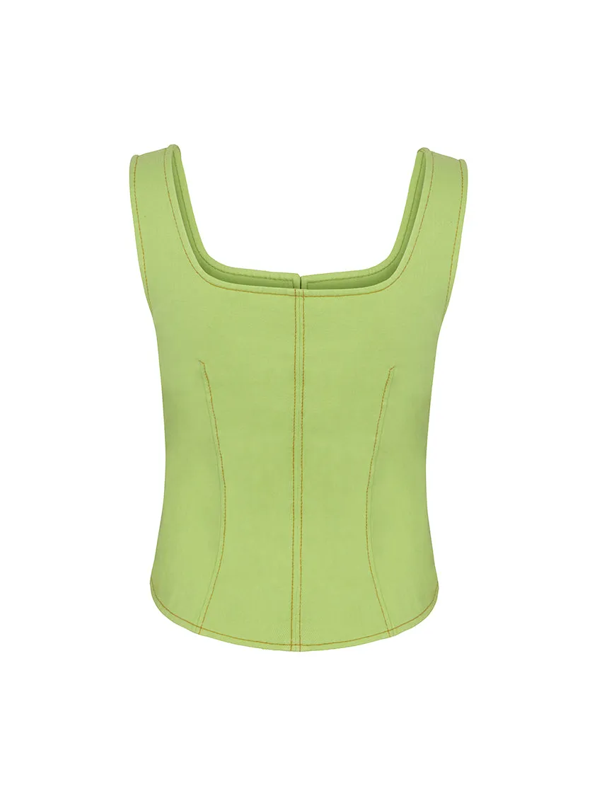 Square Neck Denim Corset Top