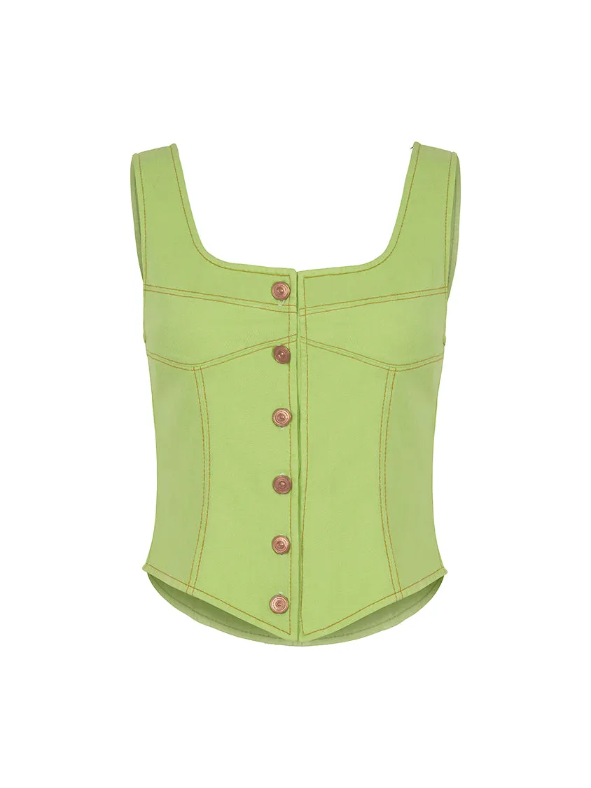 Square Neck Denim Corset Top