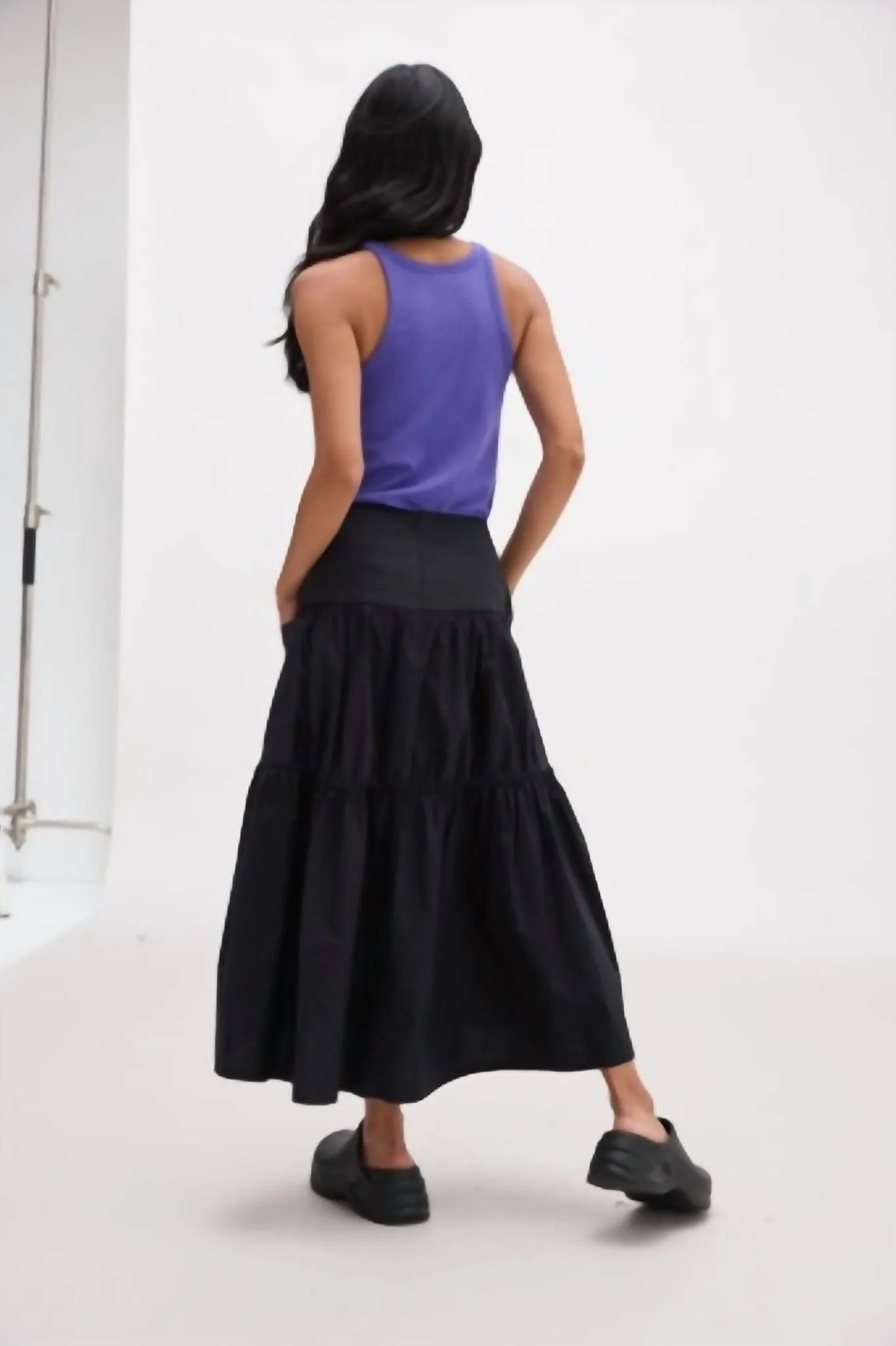 Stevie Tiered Maxi Skirt In Black