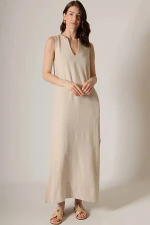 Sunlit Stroll Linen Maxi In Beige