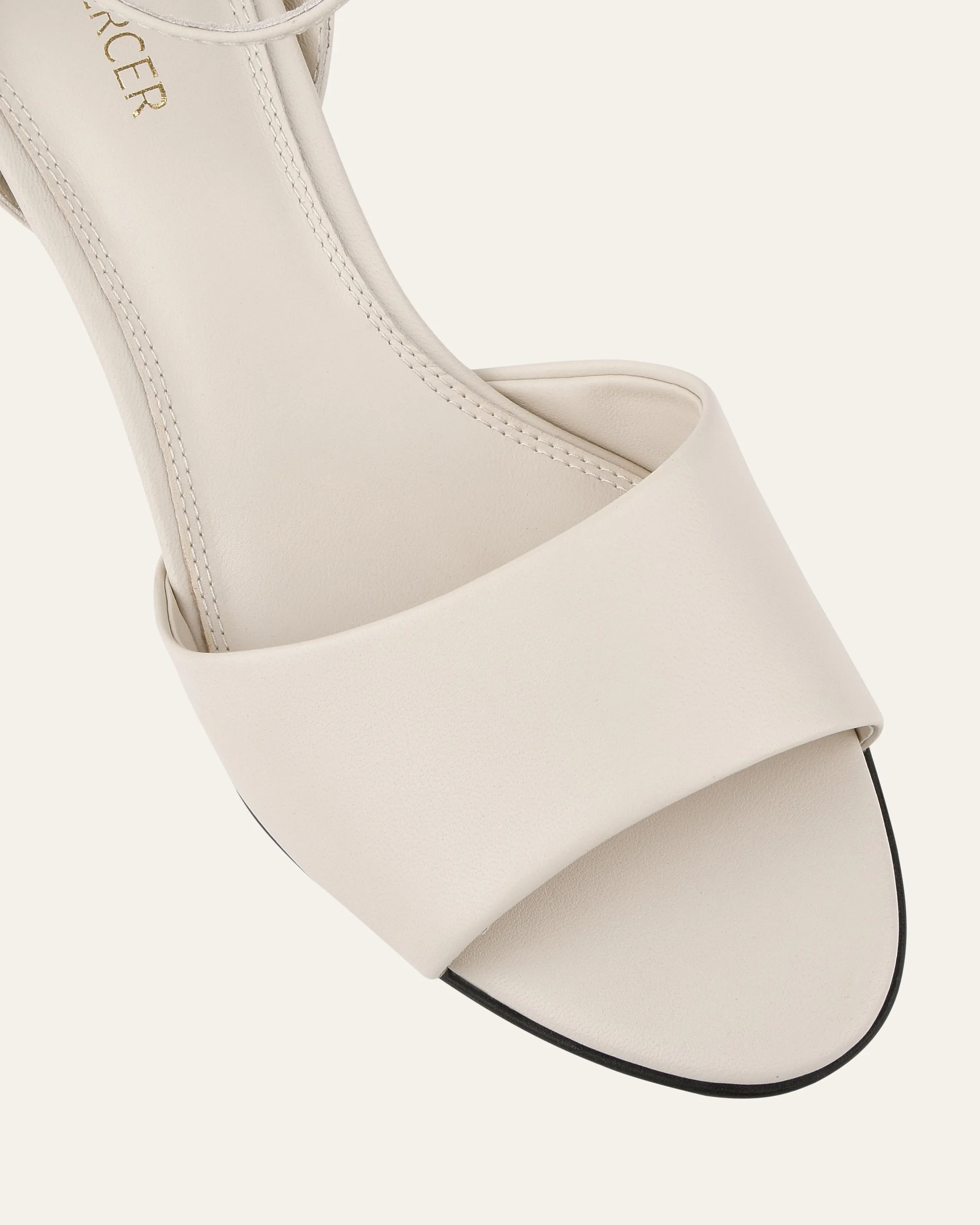 TANYA MID HEEL SANDALS OFF WHITE LEATHER
