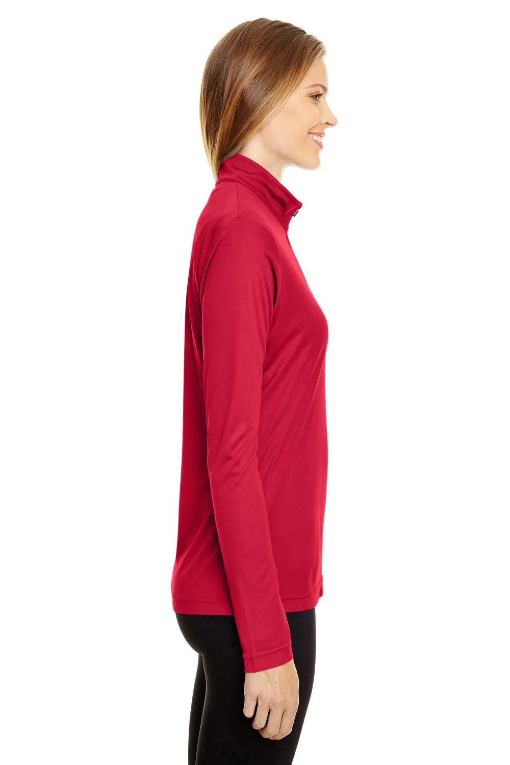 Team 365 Womens Zone Performance Moisture Wicking 1/4 Zip Sweatshirt - Red
