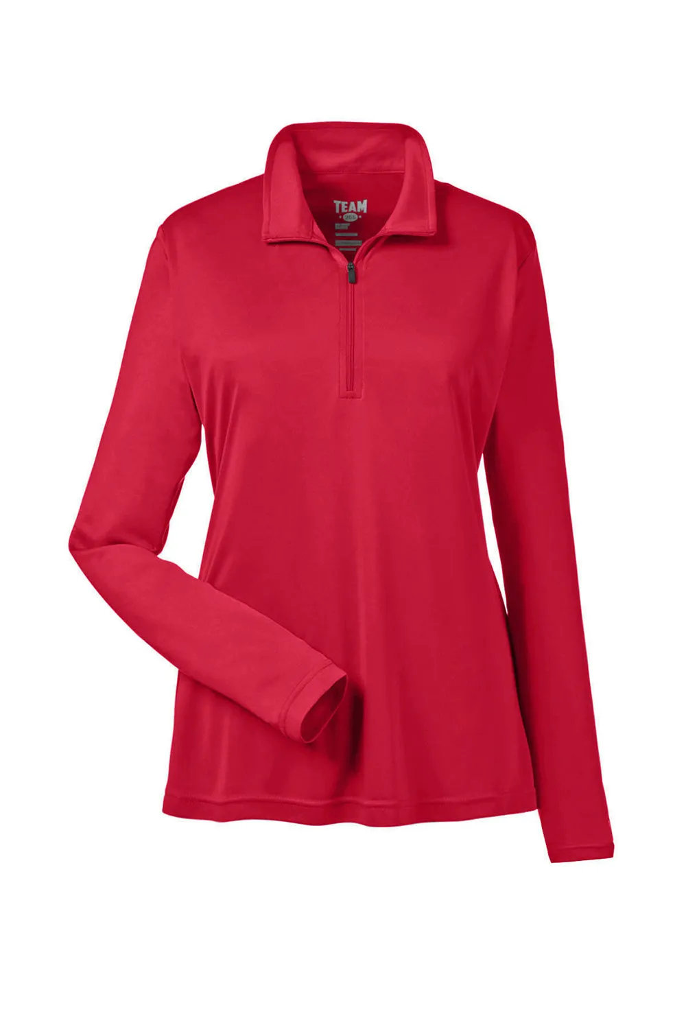 Team 365 Womens Zone Performance Moisture Wicking 1/4 Zip Sweatshirt - Red