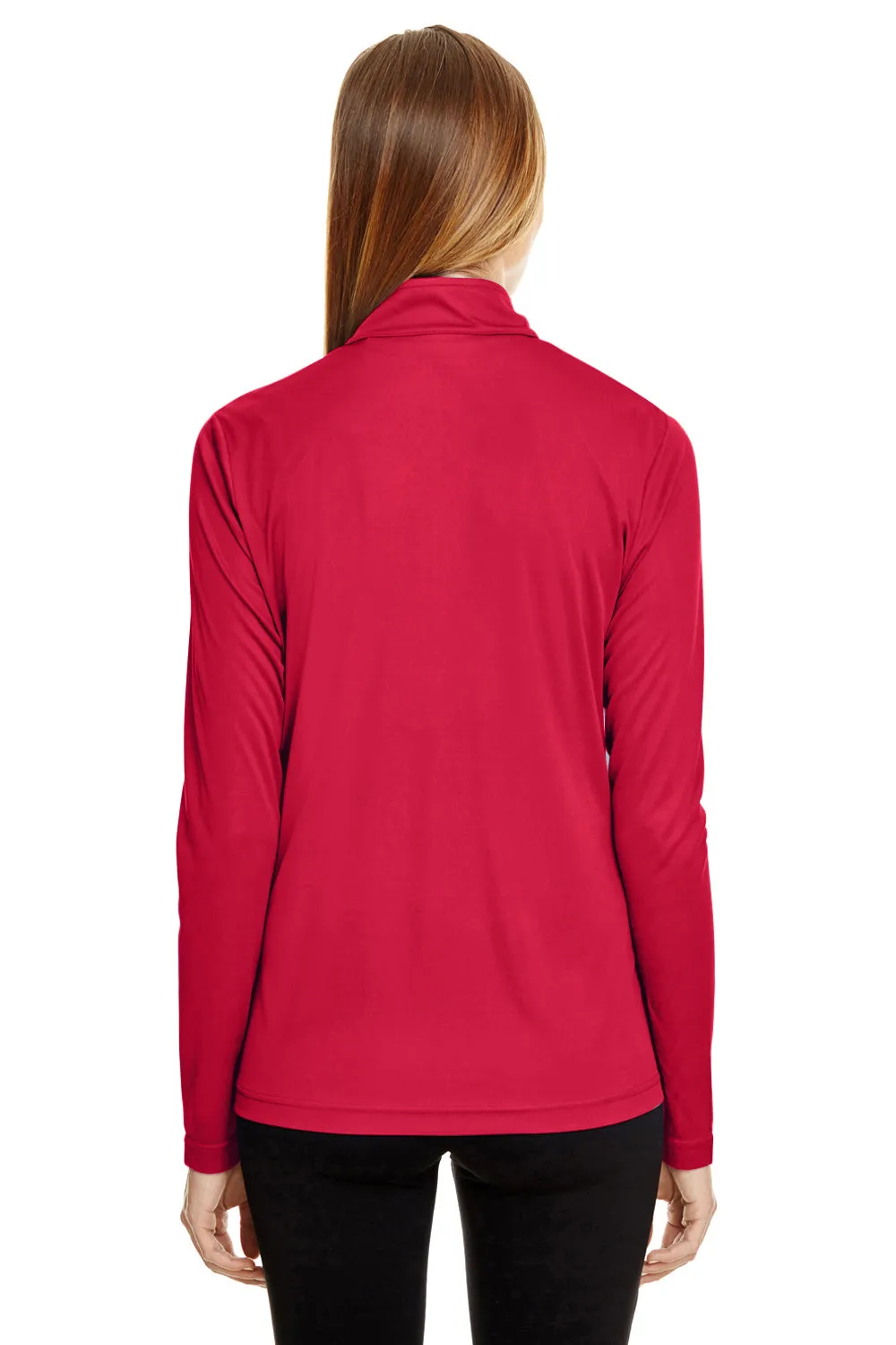 Team 365 Womens Zone Performance Moisture Wicking 1/4 Zip Sweatshirt - Red