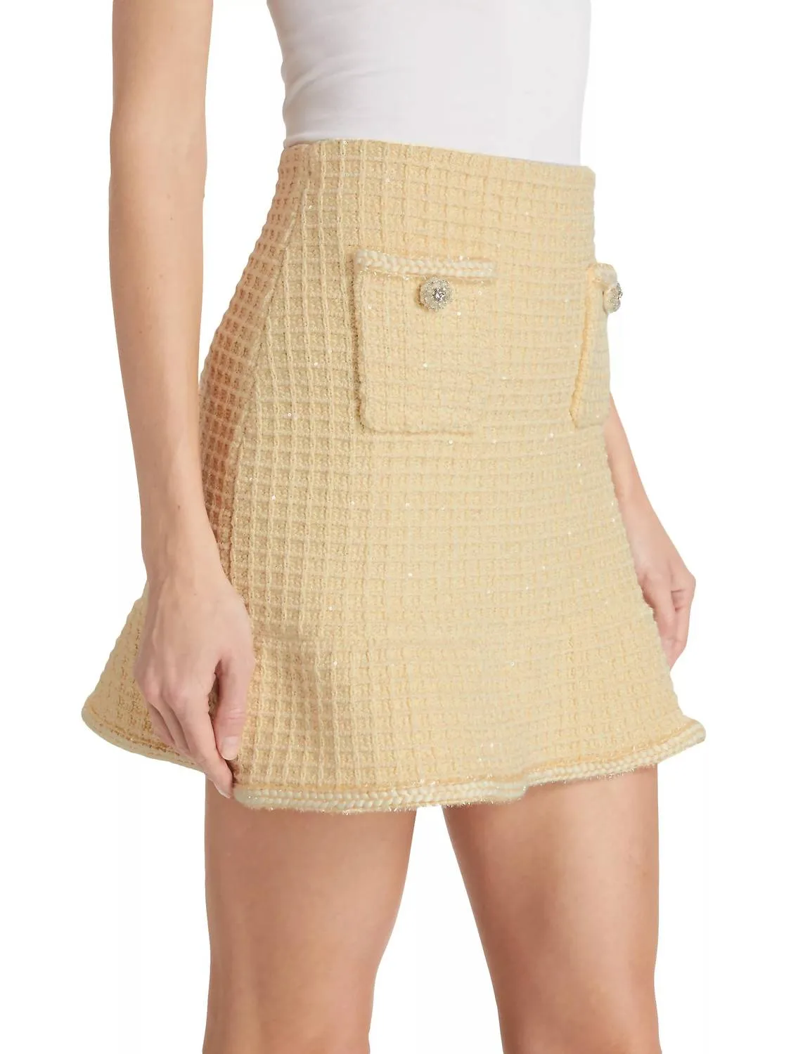 Textured Knit Skirt In Yellow