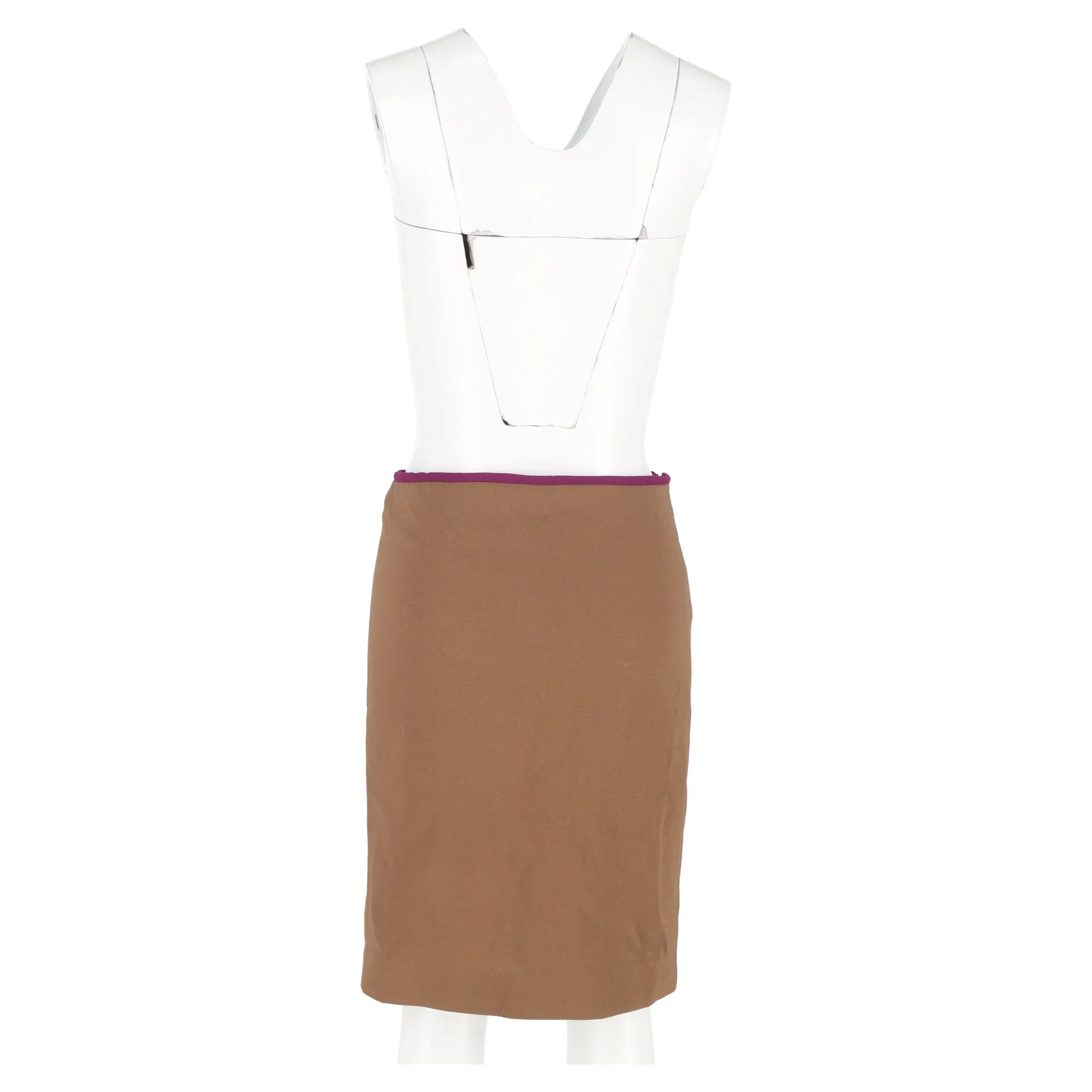 The Row Front Slit Knee-Length Pencil Skirt in Brown and Violet Wool