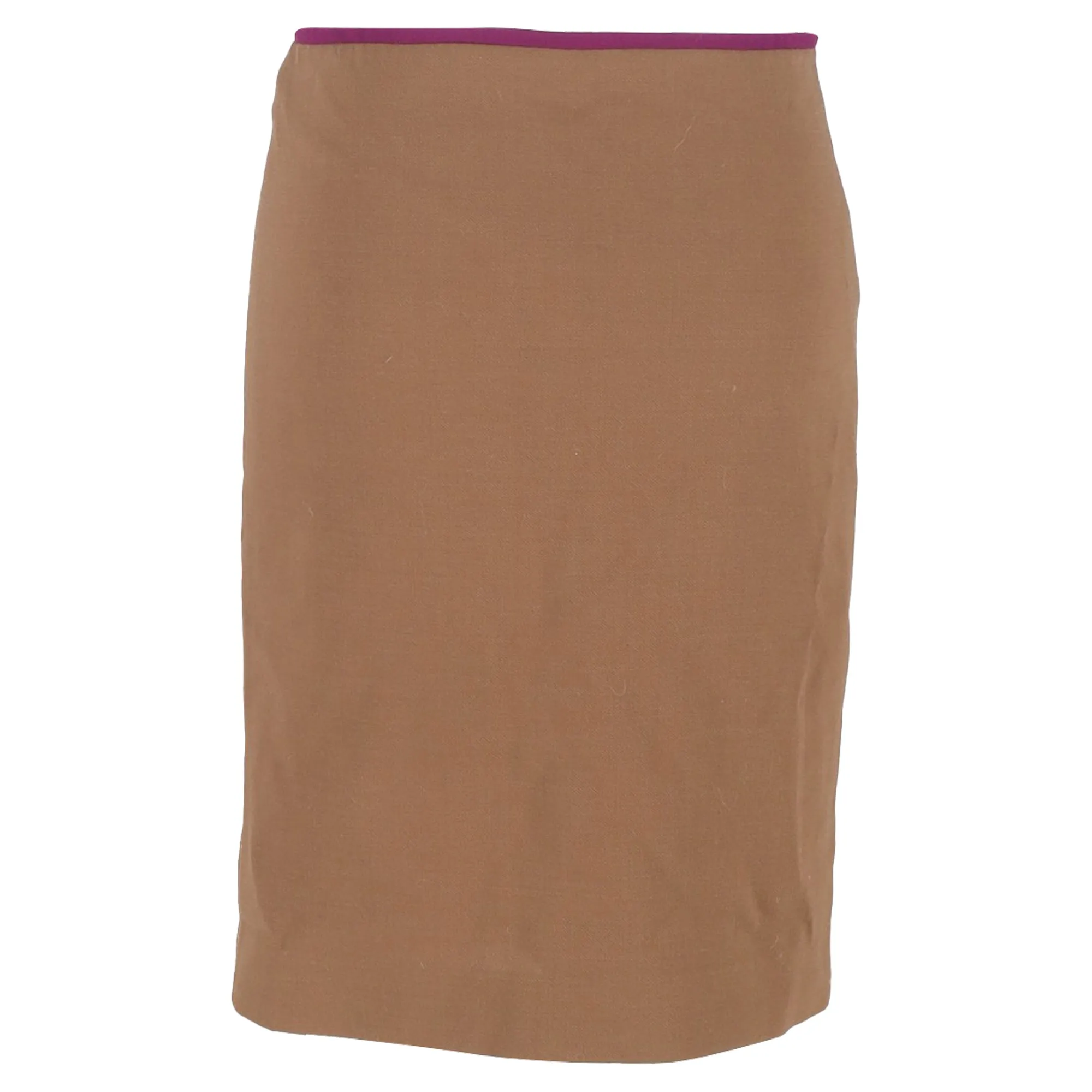 The Row Front Slit Knee-Length Pencil Skirt in Brown and Violet Wool