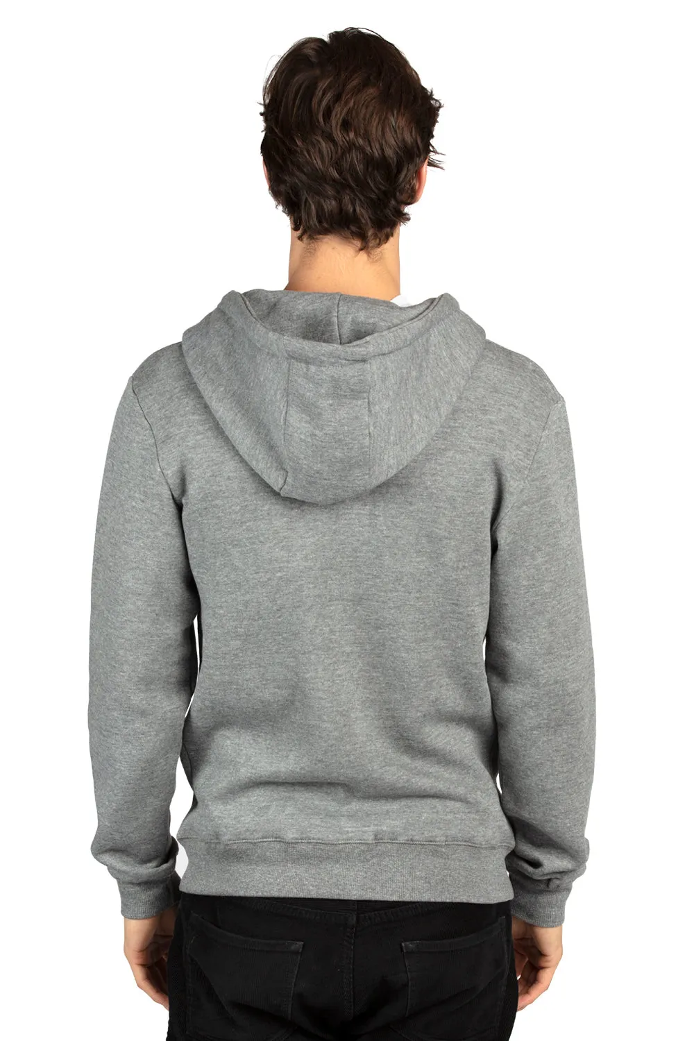 Threadfast Apparel Mens Ultimate Fleece Full Zip Hooded Sweatshirt Hoodie w/ Pockets - Heather Grey