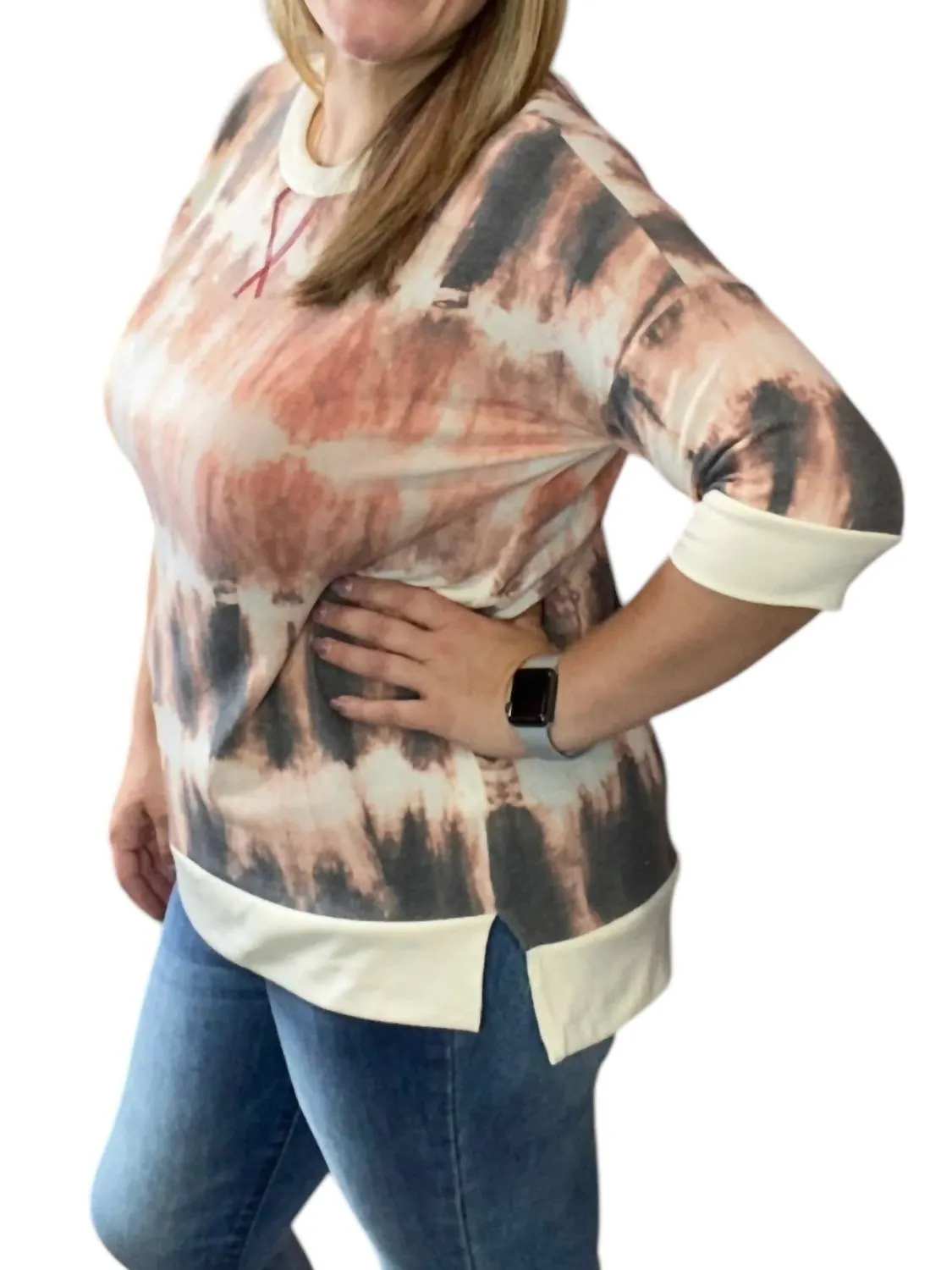 Tie Dye Weekender Top In Coral Multi