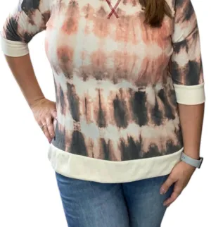 Tie Dye Weekender Top In Coral Multi