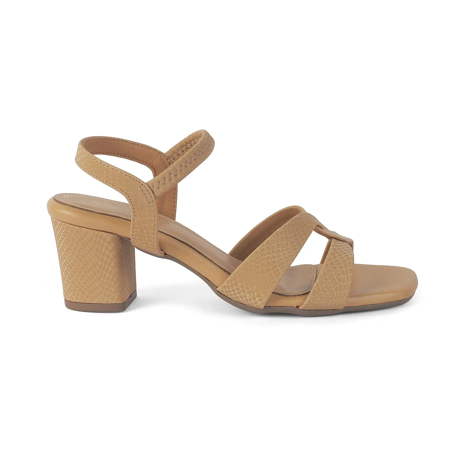 Tresmode Leros Beige Women's Dress Block Heel Sandals