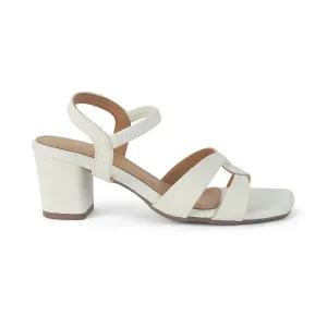 Tresmode Leros White Women's Dress Block Heel Sandals