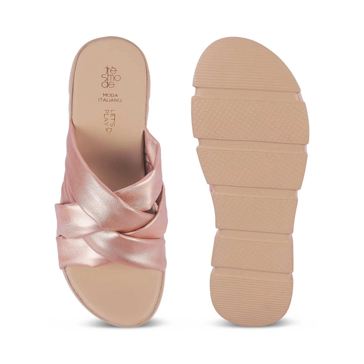 Tresmode Stroco Champagne Women's Dress Chunky Sole Wedges