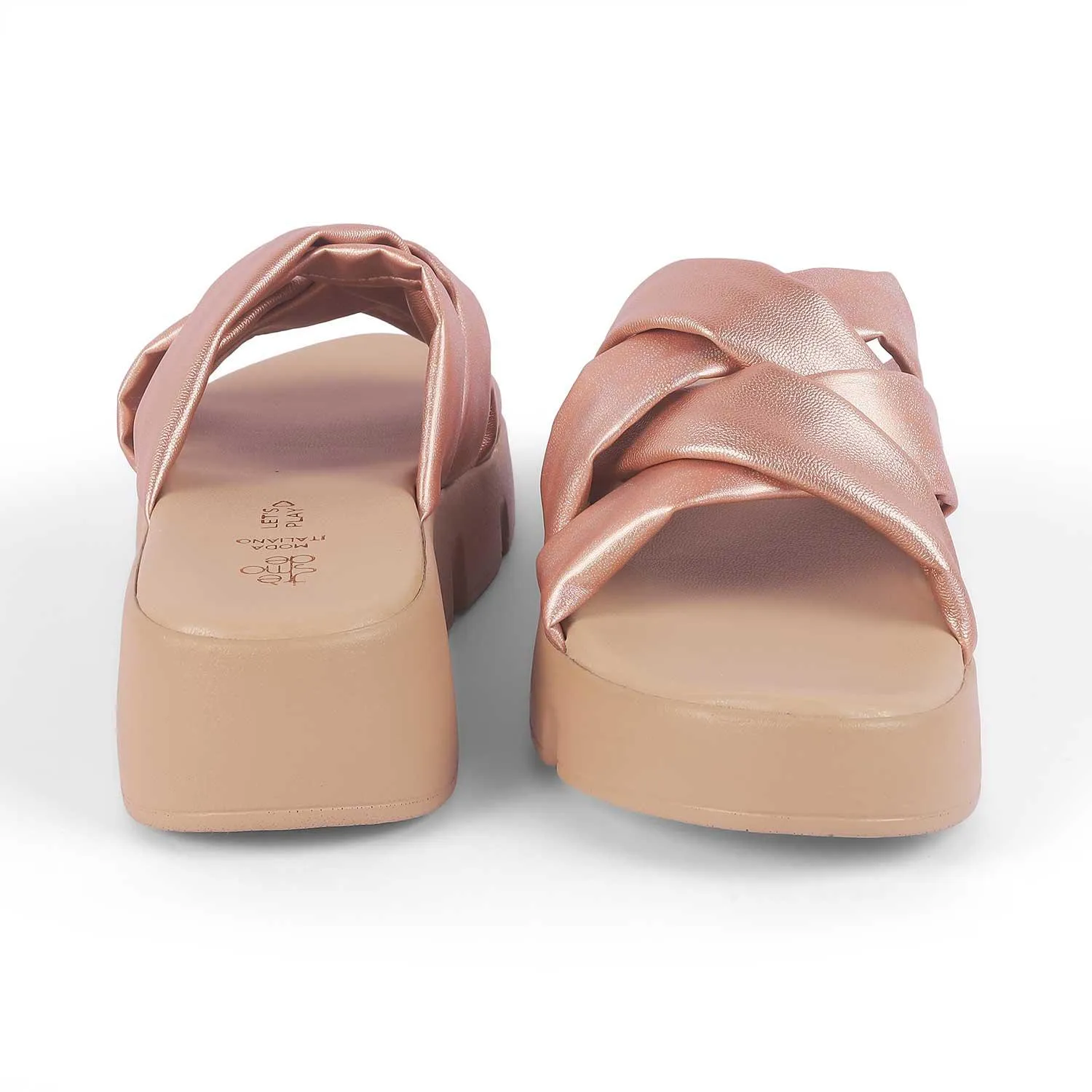 Tresmode Stroco Champagne Women's Dress Chunky Sole Wedges
